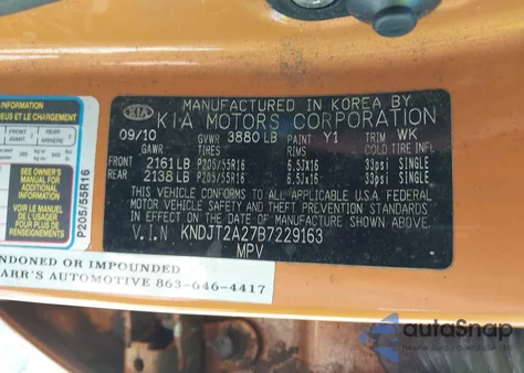 2011 Kia Soul + from USA, damaged, VIN KNDJT2A27B7229163